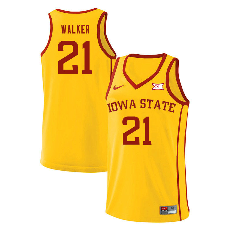 Men #21 Jaden Walker Iowa State Cyclones College Basketball Jerseys Sale-Yellow - Click Image to Close